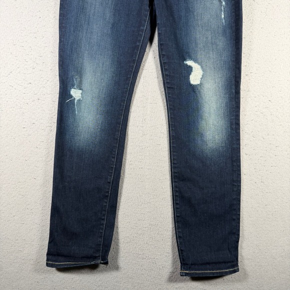 7 For All Mankind Josefina Skinny Boyfriend Jeans Dark Wash Distressed Size 27 - Picture 4 of 13